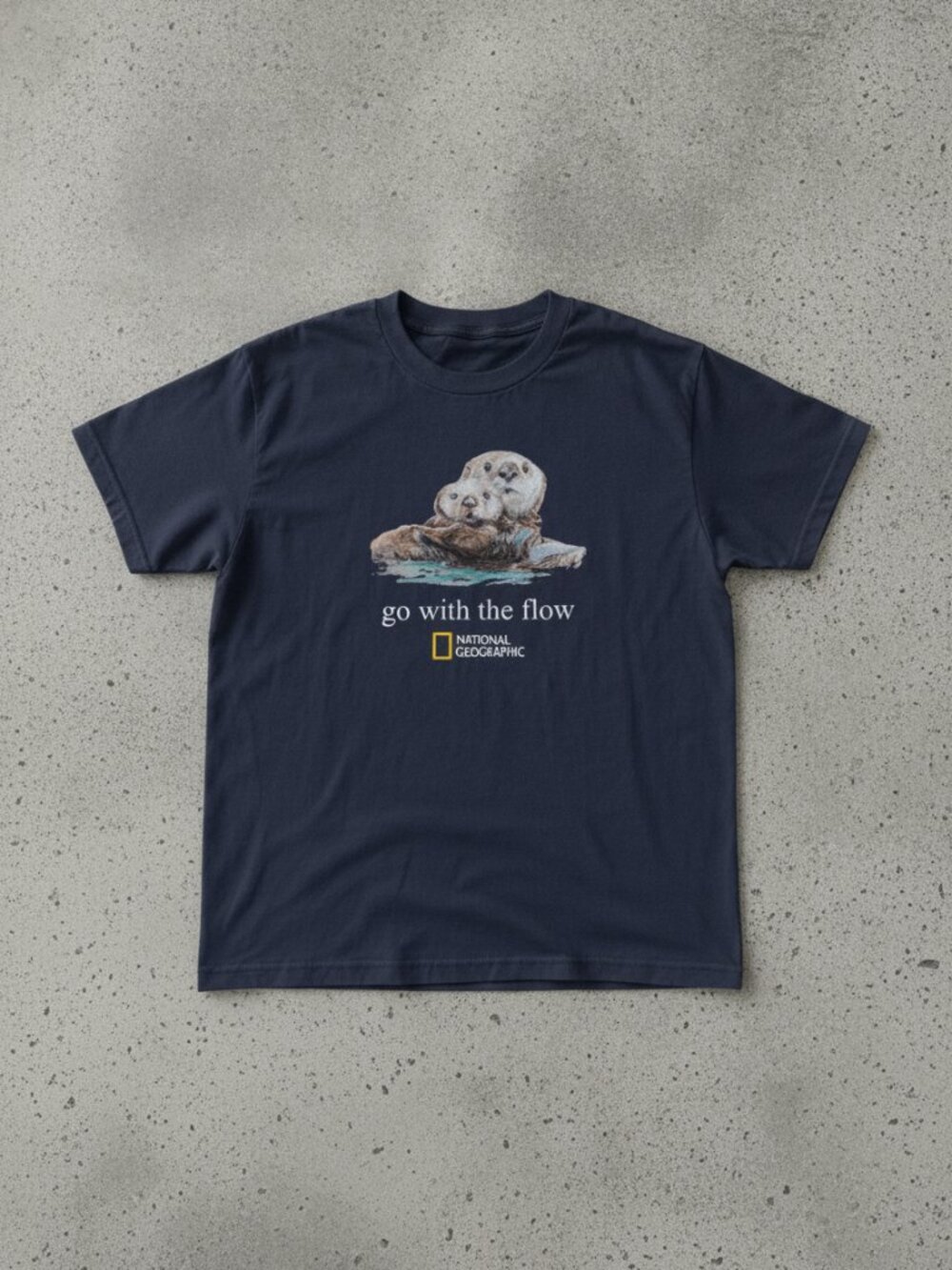 Go With the Flow Otter Graphic Tee | Navy Wildlife Nature T-Shirt